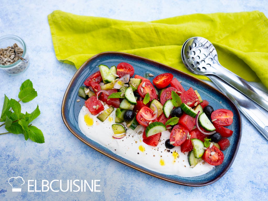 wassermelone feta salat